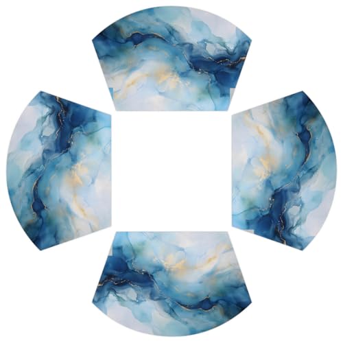 Blaue Wasserkunst Marmor PVC Keil Tischsets für runden Tisch 4er Set Hitzebeständige Esstischmatten Waschbar Rutschfeste Tischsets Blaue Wasserkunst Marmor PVC Keil Tischsets für runden Tisch 4er Set Hitzebeständige Esstischmatten Waschbar Rutschfeste Tischsets von Chintiz
