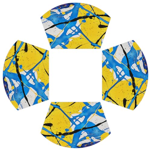 Blue Line PVC Keil Platzsets für runden Tisch 4er Set Hitzebeständige Esstischmatten Abwaschbar rutschfest Platzsets von Chintiz