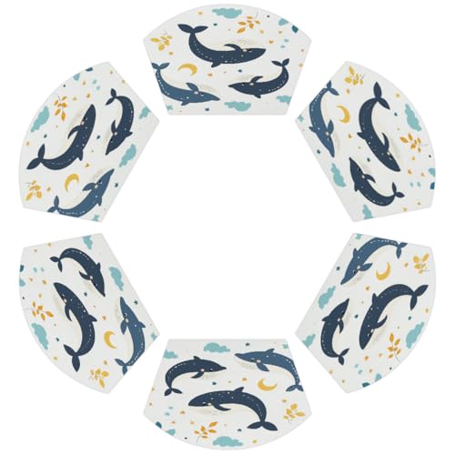 Cartoon Wal Wolken PVC Keil Tischsets für Runden Tisch 6er Set Hitzebeständige Esstischmatten Waschbare rutschfeste Tischsets Cartoon Wal Wolken PVC Keil Tischsets für Runden Tisch 6er Set Hitzebeständige Esstischmatten Waschbare rutschfeste Tischsets von Chintiz