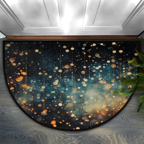 Chintiz Goldene Scheibe, abstrakte halbrunde Fußmatte, 91,4 x 61 cm, weich, saugfähig, Eingangsteppich mit rutschfester Unterseite, Willkommensmatte für Eingangsbereich, Schlafzimmer, Küche, Büro von Chintiz