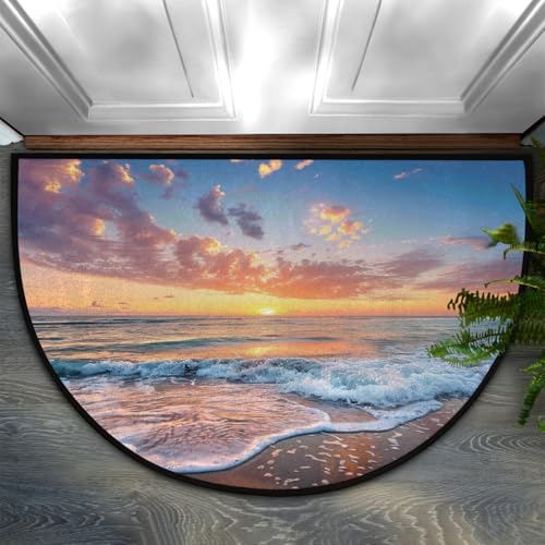 Chintiz Sunset Beach halbrunde Fußmatte, 91,4 x 61 cm, weich, saugfähig, Eingangsteppich mit rutschfester Unterseite, Willkommensmatte für Eingangsbereich, Schlafzimmer, Küche, Büro von Chintiz