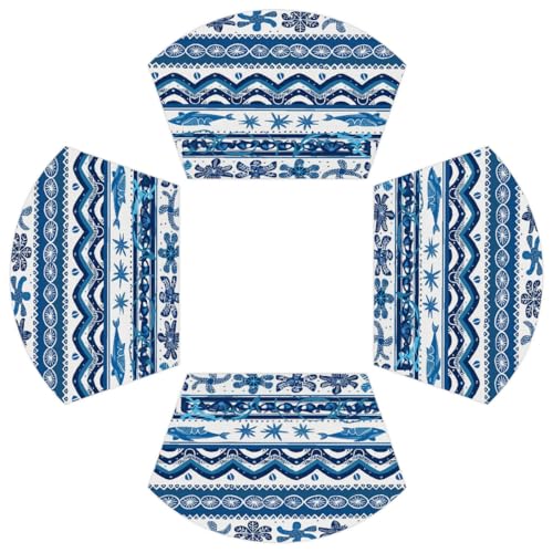 Fish Waves PVC Wedge Platzsets für runden Tisch 4er Set Hitzebeständige Esstischmatten Waschbare rutschfeste Tischsets von Chintiz