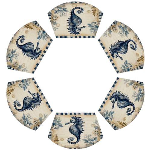 Haima Retro Malerei PVC Keil Tischsets für Runden Tisch 6er Set Hitzebeständige Esstischmatten Waschbar rutschfest Platzsets Haima Retro Malerei PVC Keil Tischsets für Runden Tisch 6er Set Hitzebeständige Esstischmatten Waschbar rutschfest Platzsets von Chintiz