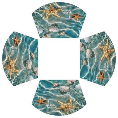 Meerwasser Seestern Muscheln PVC Keil Tischsets für runden Tisch 4er Set Hitzebeständige Esstischmatten Waschbar rutschfest Platzsets Meerwasser Seestern Muscheln PVC Keil Tischsets für runden Tisch 4er Set Hitzebeständige Esstischmatten Waschbar rutschfest Platzsets von Chintiz
