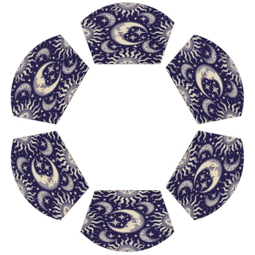 Mondstern Hintergrund PVC Keil Tischsets für runden Tisch 6er Set Hitzebeständige Esstischmatten Waschbar rutschfest Platzsets von Chintiz