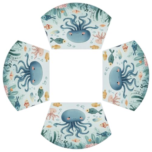 Niedliche Quallen PVC Keil Tischsets für runden Tisch 4er Set Hitzebeständige Esstischmatten Waschbar Rutschfeste Platzsets Niedliche Quallen PVC Keil Tischsets für runden Tisch 4er Set Hitzebeständige Esstischmatten Waschbar Rutschfeste Platzsets von Chintiz