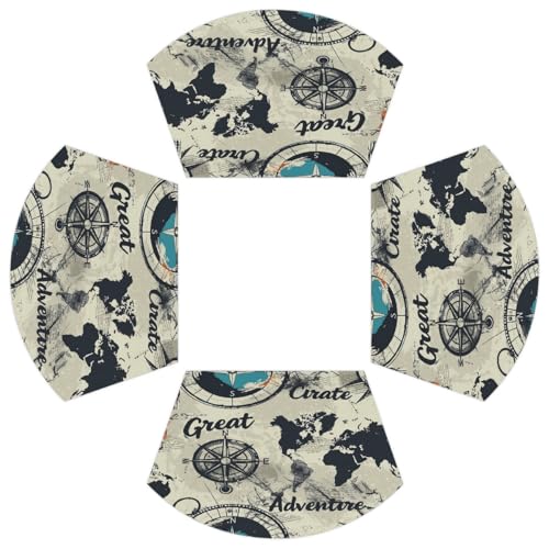 Ocean Travel PVC Keil Tischsets für runden Tisch 4er Set Hitzebeständige Esstischmatten Waschbar Rutschfeste Platzsets von Chintiz