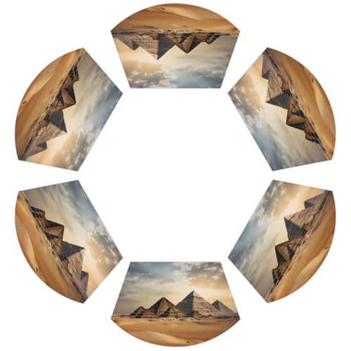 Pyramidenlandschaft PVC Keil Tischsets für runden Tisch 6er Set Hitzebeständige Esstischmatten Waschbar rutschfest Platzsets von Chintiz