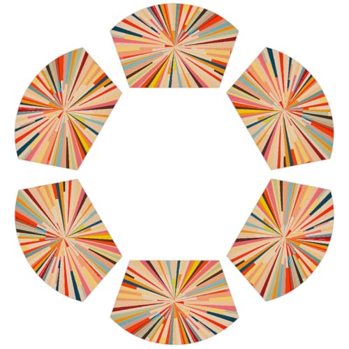 Radiation Geometrie PVC Keil Tischsets für Runden Tisch 6er Set Hitzebeständige Esstischmatten Abwaschbar rutschfest Tischsets von Chintiz
