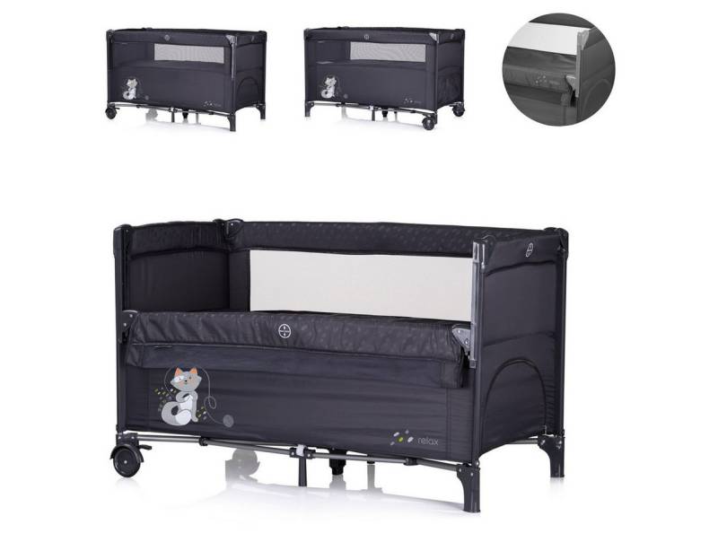 Chipolino Baby-Reisebett Reisebett Relax 2 Ebenen, Vorderseite absenkbar, Seiteneingang, Tasche von Chipolino