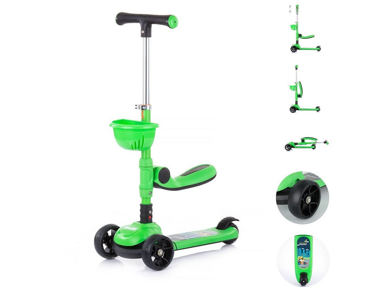 Chipolino Cityroller Kinderroller Neo Rider 2 in 1, Höhe einstellbar 3 Räder Musik und Licht von Chipolino