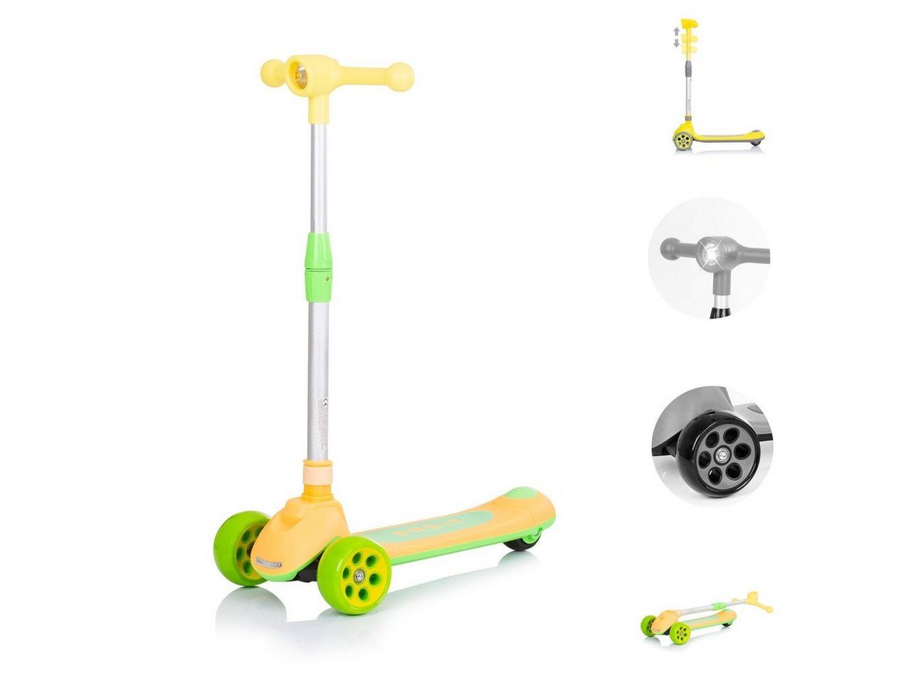 Chipolino Cityroller Kinderroller Orbit 3 LED-Räder, Bremse Lenker höhenverstellbar klappbar von Chipolino