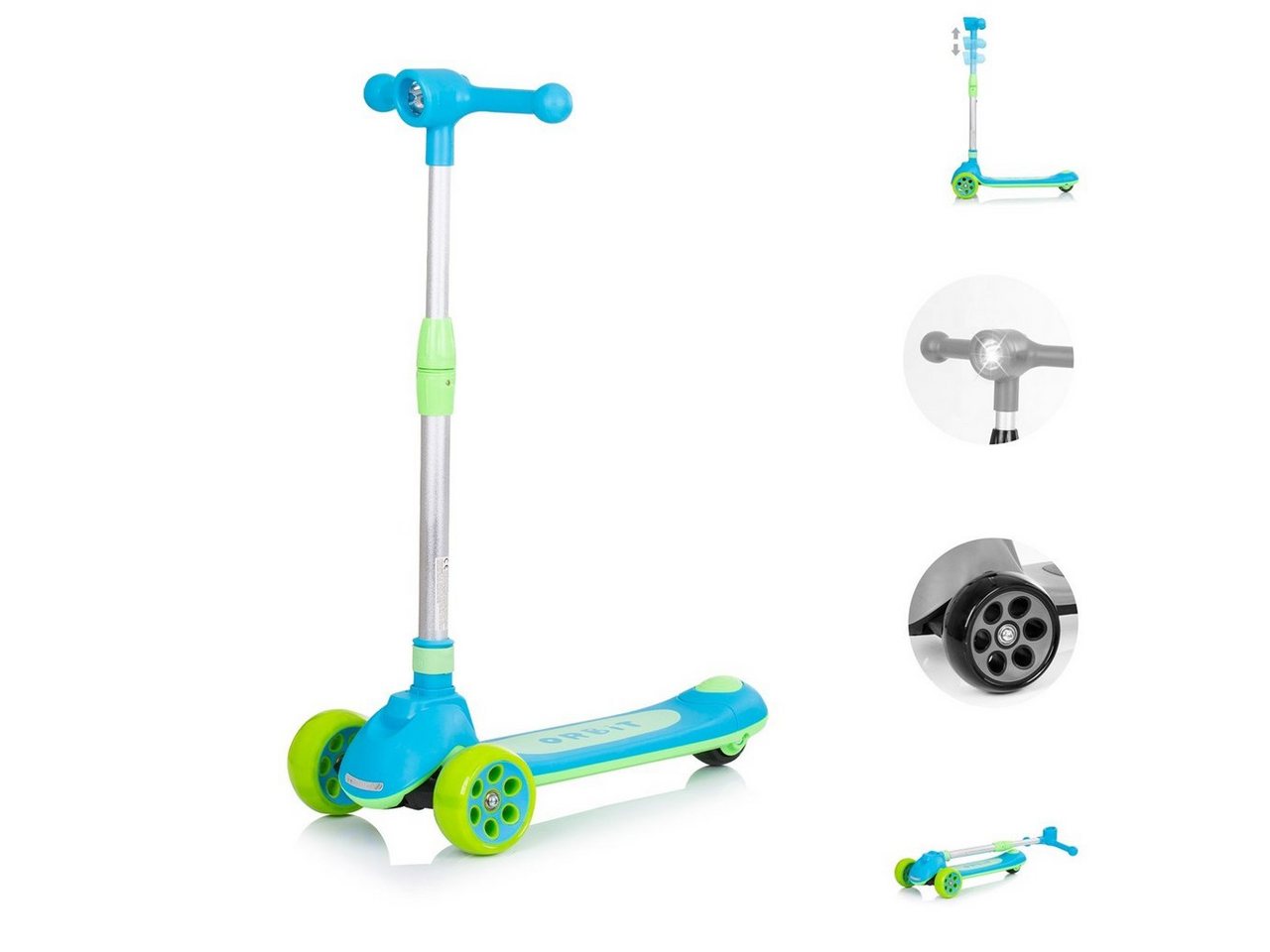 Chipolino Cityroller Kinderroller Orbit 3 LED-Räder, Bremse Lenker höhenverstellbar klappbar von Chipolino