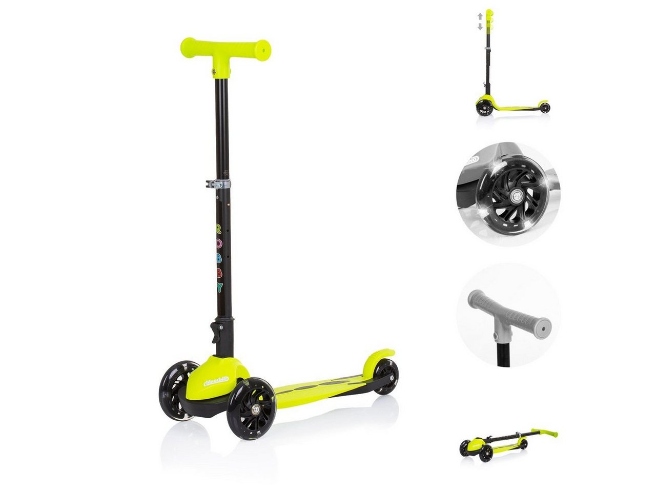 Chipolino Cityroller Kinderroller Robby 3 LED-Räder, Lenker höhenverstellbar klappbar Bremse von Chipolino