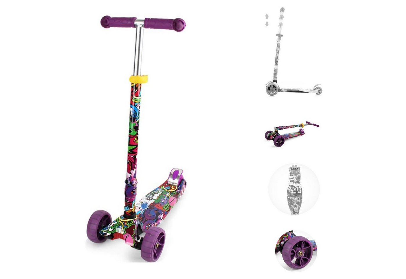 Chipolino Cityroller Kinderroller Scooter Croxy Evo, 3 Räder Licht Lenker höhenverstellbar von Chipolino