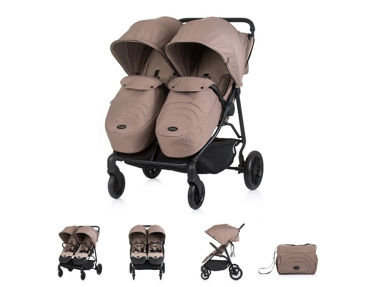 Chipolino Geschwisterwagen Zwillingskinderwagen Top Stars, 77 cm breit, Wickeltasche, Fußsack Chipolino Geschwisterwagen Zwillingskinderwagen Top Stars, 77 cm breit, Wickeltasche, Fußsack von Chipolino