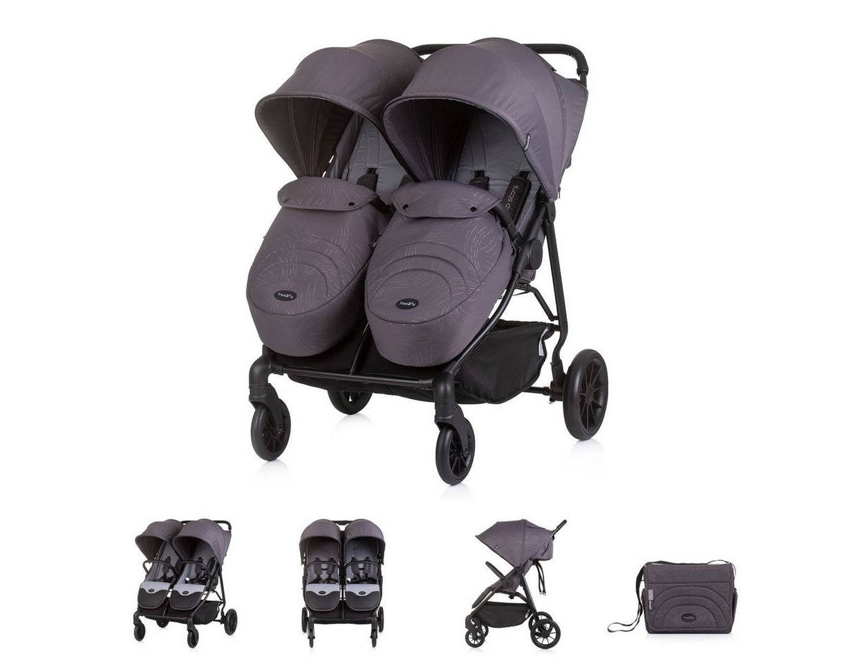 Chipolino Geschwisterwagen Zwillingskinderwagen Top Stars, 77 cm breit, Wickeltasche, Fußsack Chipolino Geschwisterwagen Zwillingskinderwagen Top Stars, 77 cm breit, Wickeltasche, Fußsack von Chipolino