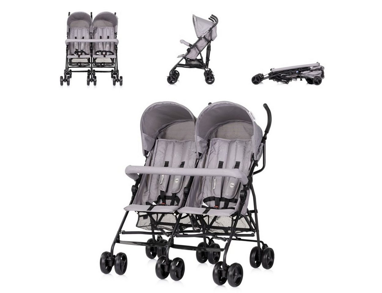 Chipolino Geschwisterwagen Zwillingswagen Double Point, klappbar Korb Sonnendach Frontbügel Chipolino Geschwisterwagen Zwillingswagen Double Point, klappbar Korb Sonnendach Frontbügel von Chipolino