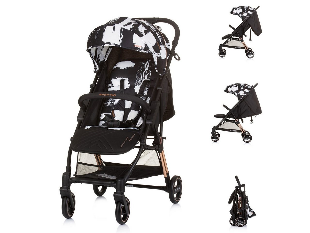 Chipolino Kinder-Buggy Kinderwagen Move on, 6 kg klappbar gefederte Vorderräder verstellbar von Chipolino