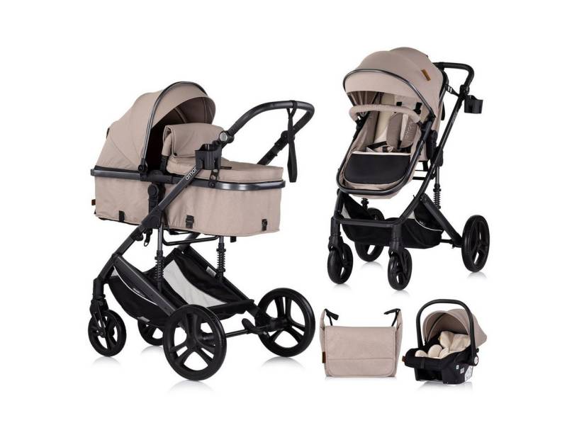 Chipolino Kombi-Kinderwagen Kinderwagen 3 in 1 Amore, Babyschale Adapter Wickeltasche Fußabdeckung von Chipolino