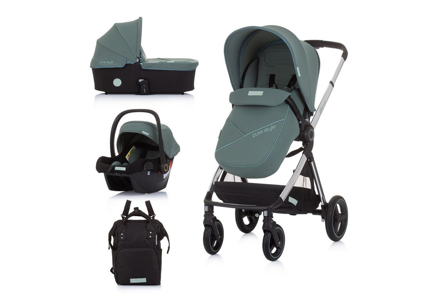 Chipolino Kombi-Kinderwagen Kinderwagen Elite 3 in 1, i-Size Babyschale Sportsitz Babywanne Tasche von Chipolino