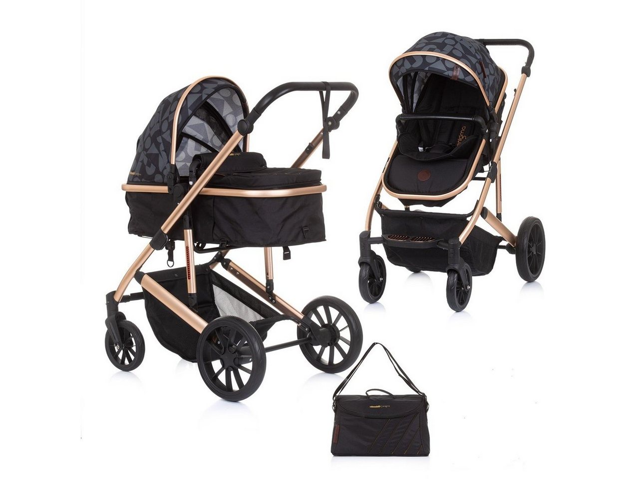 Chipolino Kombi-Kinderwagen Kombikinderwagen 2 in 1 Enigma, Sitz umbaubar, Wickeltasche, bis 22 kg von Chipolino