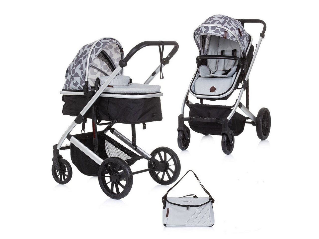 Chipolino Kombi-Kinderwagen Kombikinderwagen 2 in 1 Enigma, Sitz umbaubar, Wickeltasche, bis 22 kg von Chipolino