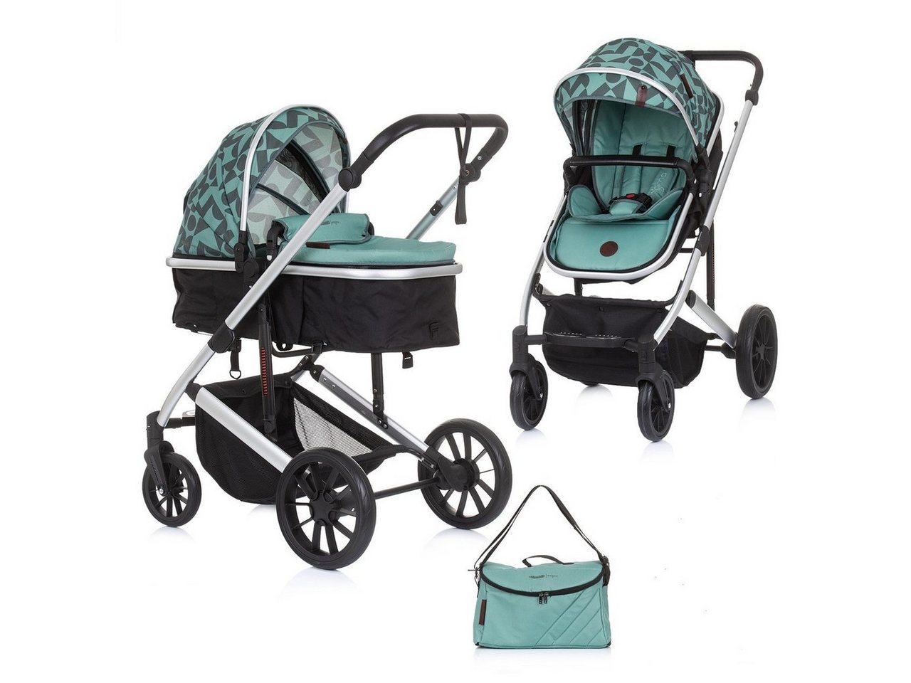 Chipolino Kombi-Kinderwagen Kombikinderwagen 2 in 1 Enigma, Sitz umbaubar, Wickeltasche, bis 22 kg von Chipolino