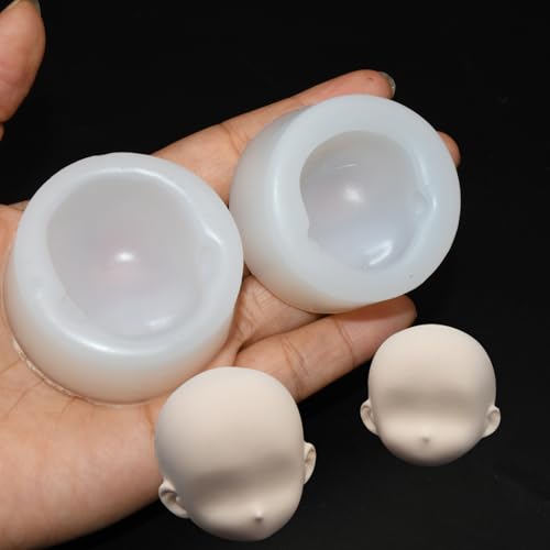 Silikon-Tonform für Puppengesicht, 3D-Puppe, Gesicht, Kopf, Tonform, Miniatur-Polymer-Ton-Form für BJD-Puppen, 2 Stück von Chistepper