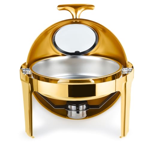 Chafing Dish Buffet Set, 9QT High Grade Chafing Dishes for Buffets, Chafers and Buffet Warmers Sets for Birthday Wedding Rolled Edge Design with Gold and Silver von Chiusuet