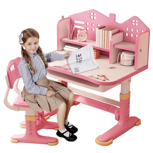 Funktionales Schreibtisch- und Stuhl-Set für Kinder, Schreibtisch für Kinder mit Stuhl, Kinderschreibtisch und Stuhl-Set, höhenverstellbar, mit Aufbewahrungsschublade für Jungen und Mädchen Funktionales Schreibtisch- und Stuhl-Set für Kinder, Schreibtisch für Kinder mit Stuhl, Kinderschreibtisch und Stuhl-Set, höhenverstellbar, mit Aufbewahrungsschublade für Jungen und Mädchen von Chiusuet