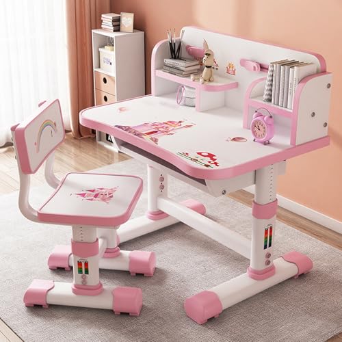 Funktioneller Schreibtisch für Kinder, wissenschaftliche Trennung, Kindertisch-Studium, Tischstuhl-Set mit Cartoon-Muster, ergonomischer Schreibtischstuhl mit großer Schreibtafel von Chiusuet