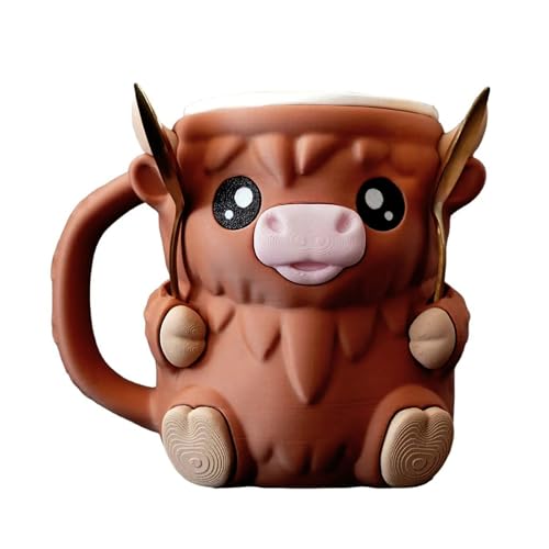 Highland Cow Ice Pint Holder,Ice Cream Pint Sleeves Cover with Spoon & Handle,Cute Animal Ice Creams Cooler Container Leak Proof Popsicle Cozy Beer Can Cup,Highland Cow Lover Gifts von Chiusuet