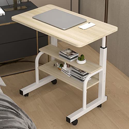 Tragbarer Rollschreibtisch, verstellbarer Laptop-Schreibtisch, kleiner Stehpult, Heimbüro-Schreibtische für kleine Räume, 80 cm, rustikaler Stehpult, mobiler Computer-Schreibtisch auf Rädern von Chiusuet