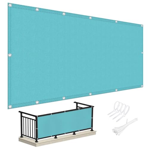 Balkonverkleidung Wetterfest 85x350cm (400Größen verfügbar), Premium PES Polyester 175g/qm Balkon Sichtschutz nach maß Blickdichte, Terrassen Sichtschutz UV-Schutz, ohne Bohren mit Kabelbinder von Chivivi