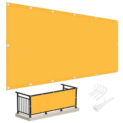 Chivivi Balkonverkleidung Wetterfest (400Größen verfügbar), Premium PES Polyester 175g/qm Balkon Sichtschutz nach maß Blickdichte, Terrassen Sichtschutz UV-Schutz, ohne Bohren mit Kabelbinder von Chivivi