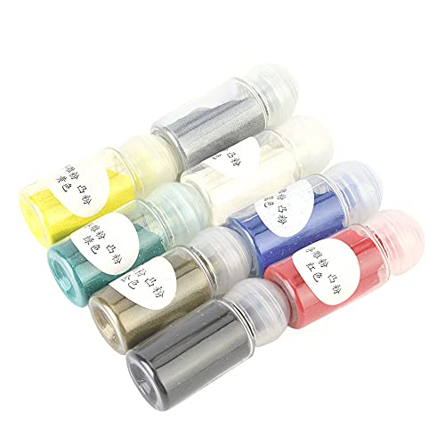 Chiyyak 8 Stück Scrapbooking Dekoration Papier Handwerk Transparent Multi Color Prägepulver 10 Ml/Flasche von Chiyyak
