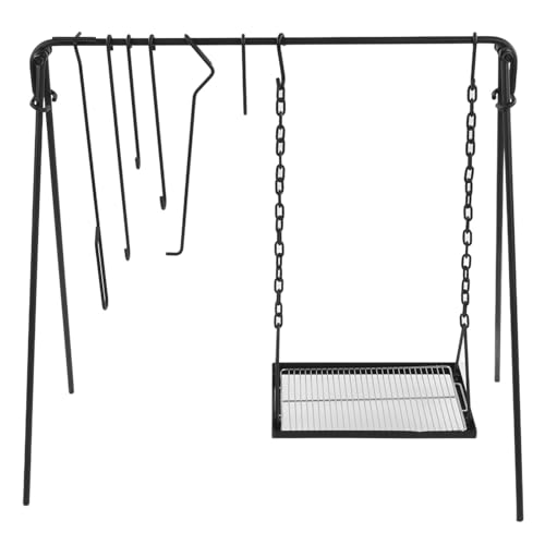 Chiyyak Camping Fire Cooking Rack, Aluminiumlegierung Eisen Großer Räumlicher Stabiler Struktur Camping Fire Swing Grill 6 S Haken für BBQ -Picknick von Chiyyak