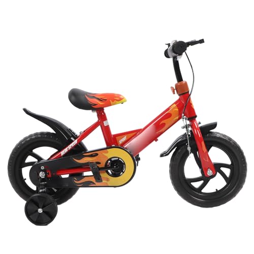 Chiyyak Kids Bike 12 -Zoll -Schaumradrad Hoher Kohlenstoffrahmen Kindersportfahrrad mit Trainingsrädern für Kleinkindrot von Chiyyak
