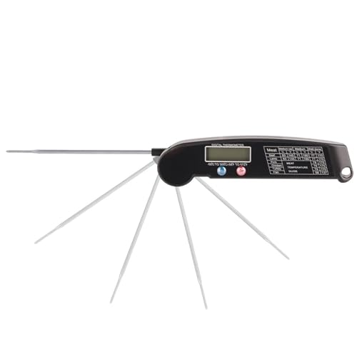 Chiyyak LCD-Digital-Lebensmittel-Fleisch-Thermometer mit Faltbarer Sonde, für Küche, Kochen, Grillen, Grillen, Temperaturtester von Chiyyak