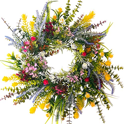 Künstlicher Türkranz, Frühlingskranz Künstlicher Blumenkranz Dekorativer Wandkranz Hängende Dekoration für Frühling Sommer Hochzeitsfeier Festival 40cm von Chiyyak