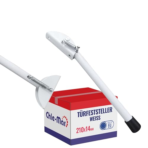 Chle-Mar Hochwertiger Türfeststeller aus robustem Metall - (210x14mm / Weiß) - Türstopper für türen, einfache Montage, sicherer Türhalter zum Schutz vor Zuschlagen, ideal für Haus und Büro von Chle-Mar