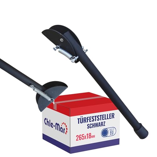 Chle-Mar Hochwertiger Türfeststeller aus robustem Metall - (265x18mm / Schwarz) - Türstopper für türen, einfache Montage, sicherer Türhalter zum Schutz vor Zuschlagen, ideal für Haus und Büro von Chle-Mar