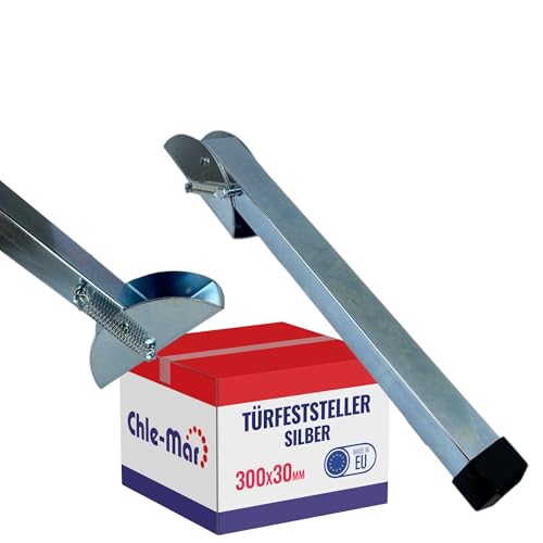 Chle-Mar Hochwertiger Türfeststeller aus robustem Metall - (300x30mm / Silber Zink) - Türstopper für türen, einfache Montage, sicherer Türhalter zum Schutz vor Zuschlagen, ideal für Haus und Büro von Chle-Mar