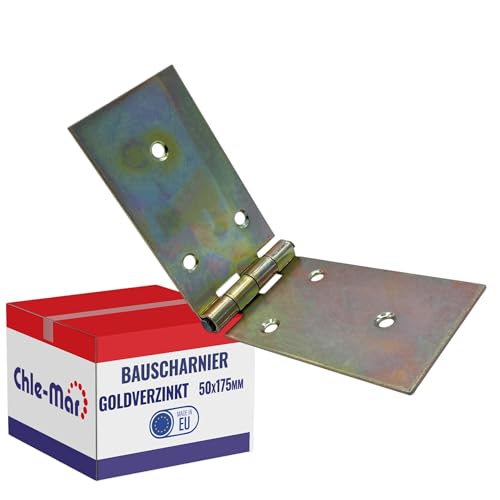 Chle-Mar - Scharniere Schwerlast Verzinkt 50x175 mm | Robustes Türscharnier für Möbel & Holztüren | Stabiles Kistenband für Truhen & Schränke | Wetterfest & Langlebig für Innen & Außen Chle-Mar - Scharniere Schwerlast Verzinkt 50x175 mm | Robustes Türscharnier für Möbel & Holztüren | Stabiles Kistenband für Truhen & Schränke | Wetterfest & Langlebig für Innen & Außen von Chle-Mar
