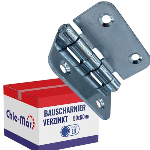 Chle-Mar - Scharniere Schwerlast Verzinkt 50x60 mm | Robustes Türscharnier für Möbel & Holztüren | Stabiles Kistenband für Truhen & Schränke | Wetterfest & Langlebig für Innen & Außen Chle-Mar - Scharniere Schwerlast Verzinkt 50x60 mm | Robustes Türscharnier für Möbel & Holztüren | Stabiles Kistenband für Truhen & Schränke | Wetterfest & Langlebig für Innen & Außen von Chle-Mar