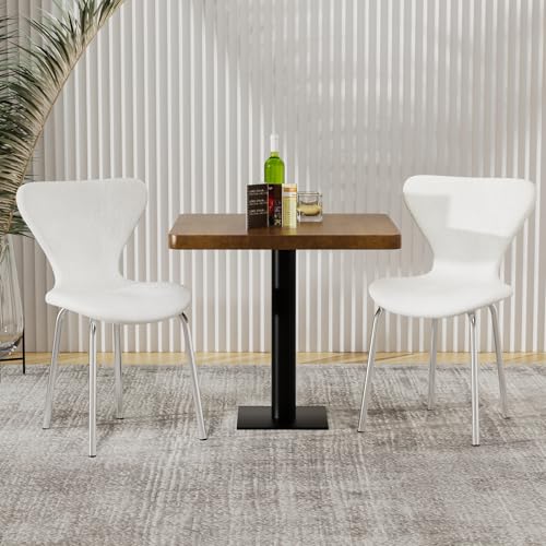 Chleby 2er Set Esszimmerstuhl Küchenstühle mit Metallbeinen Esszimmerstühle aus Samt Polsterstuhl Wohnzimmerstühle Gepolsterter Stapelstuhl für Esszimmer, Wohnzimmer, Küche Weiß von Chleby