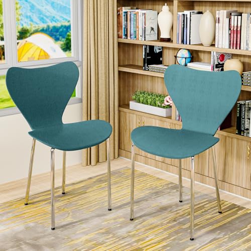 Chleby 2er Set Esszimmerstuhl Plastikstuhl Küchenstühle Wohnzimmerstühle Esszimmerstühle aus Polypropylen Kunststoff Stapelstuhl für das Esszimmer Kunststoff für Esszimmer, Wohnzimmer Blau-Grün von Chleby