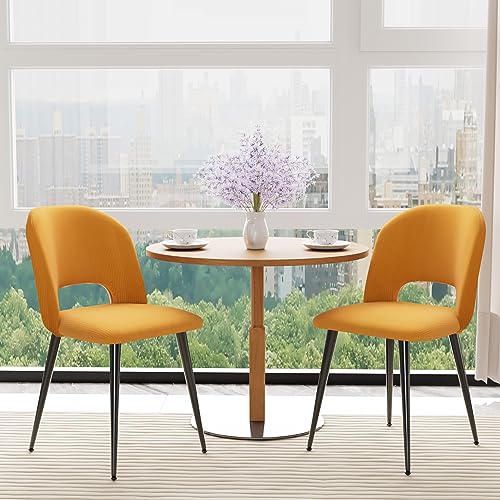 Chleby 2er Set Gestreifter Esszimmerstuhl aus Stoff weicher und Bequemer Esszimmerstuhl Küchenstühle für Esszimmer/Wohnzimmer Gelb von Chleby