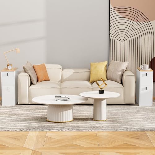Chleby 2er Set Nachttisch Schmal Nachttische Hoher Beistelltisch Con 2 cassetto Nachtschrank Schmaler Nachttisch mit Ablagefächern Sofatisch 25x51x68cm Weiß braun Chleby 2er Set Nachttisch Schmal Nachttische Hoher Beistelltisch Con 2 cassetto Nachtschrank Schmaler Nachttisch mit Ablagefächern Sofatisch 25x51x68cm Weiß braun von Chleby